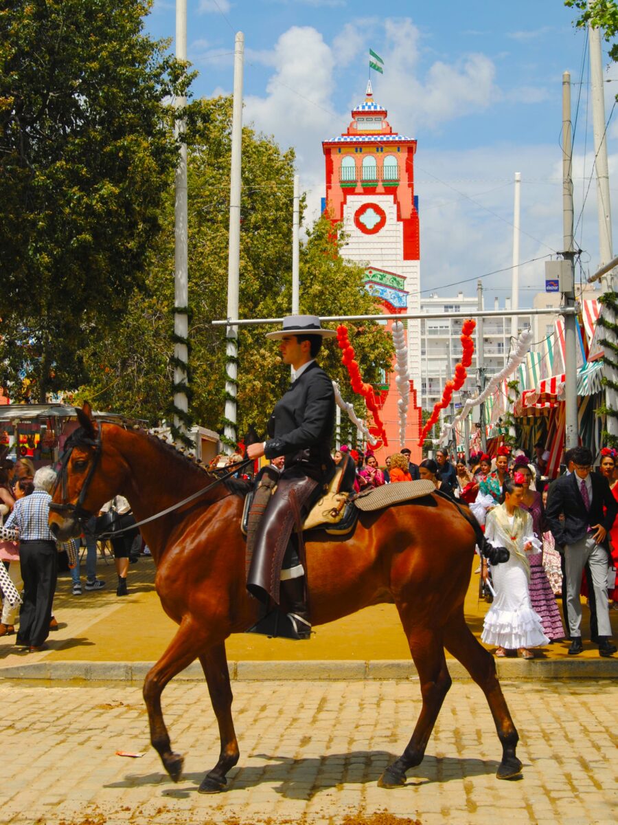 feria de abril, portada, konie, traje flamenca, Sewilla